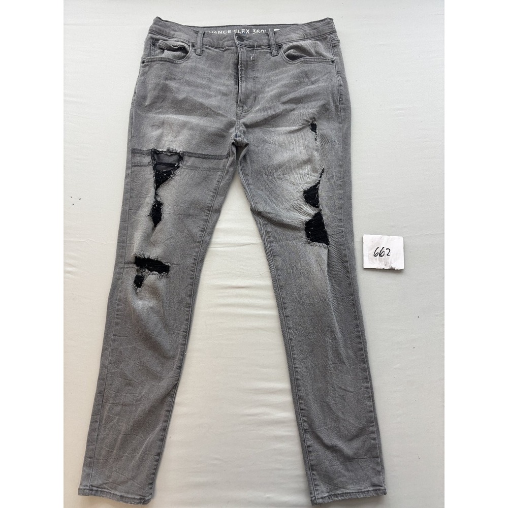 Arizona Advance Flex 360 Mens Skinny Jeans 34x32 Gray Distressed Ripped Stretch